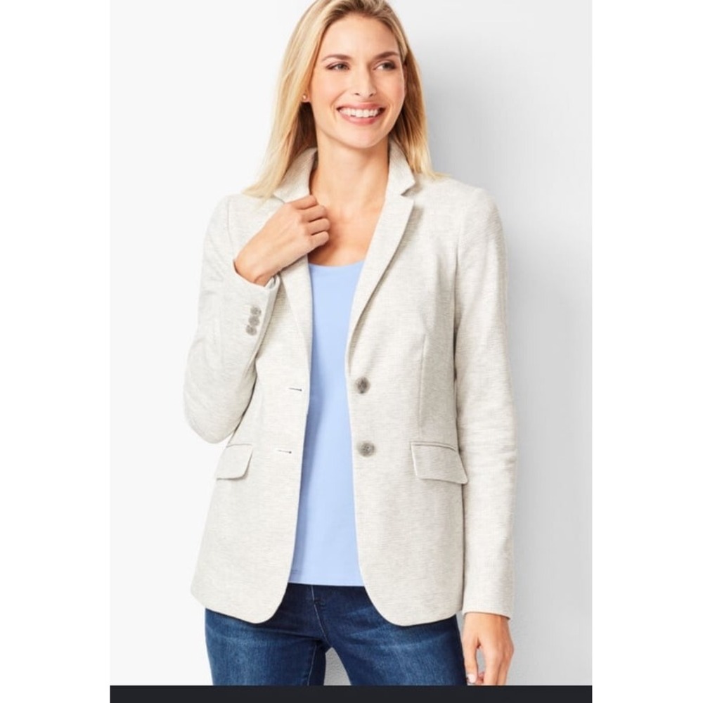 Talbots petite Aberdeen Gray Knit Blazer size 6 P